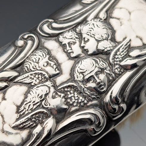 1909年 英国アンティーク 純銀装飾ハンドル ドレッシングブラシセット Levi&Salaman