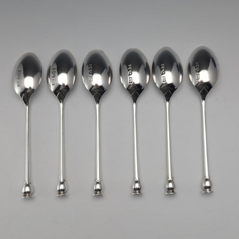 1932 British Vintage Sterling Silver Teaspoons, Set of 6, 88g, Mappin & Webb, in Case