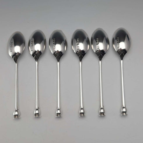 1932年 英国ヴィンテージ 純銀製ティースプーン6本セット 計88g Mappin&Webb ケース入