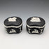 Vintage British Wedgwood Black Jasper Bean-Shaped Box Pair