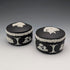 Vintage British Wedgwood Black Jasper Bean-Shaped Box Pair