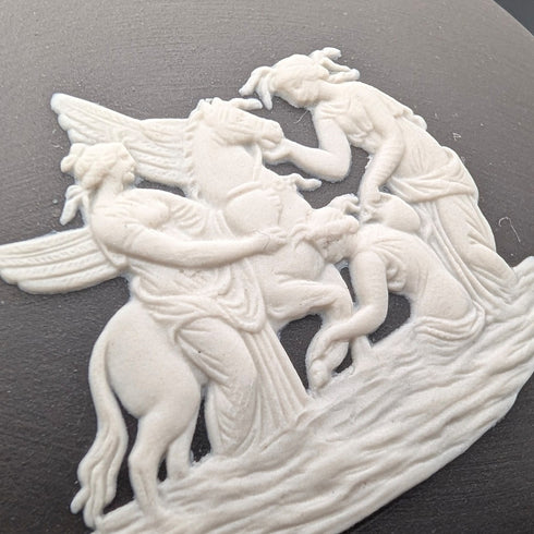 Vintage British Wedgwood Black Jasper Bean-Shaped Box Pair