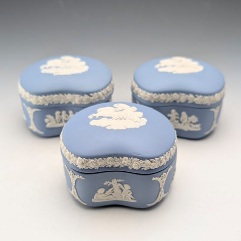 British Vintage Wedgwood Jasperware Bean-Shaped Box Trio