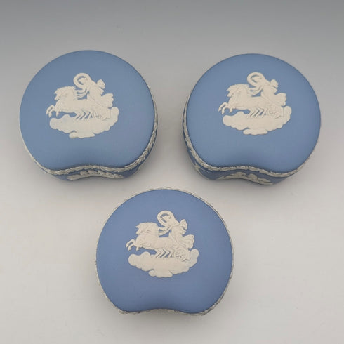 British Vintage Wedgwood Jasperware Bean-Shaped Box Trio