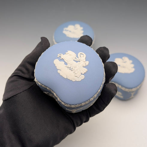 British Vintage Wedgwood Jasperware Bean-Shaped Box Trio