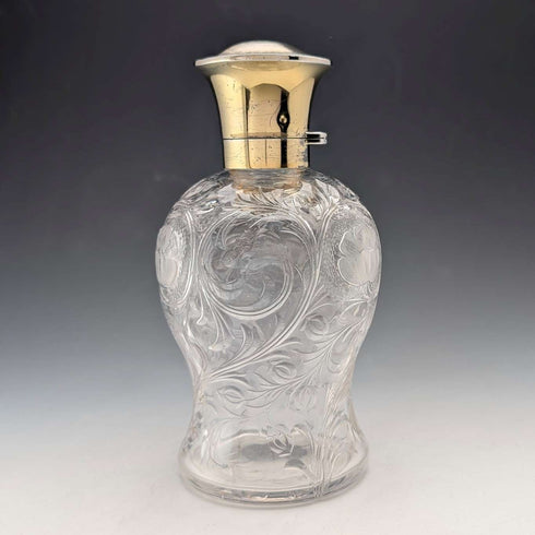 1923年英國古董純銀蓋香水瓶,玻璃香水瓶,金匠和銀匠