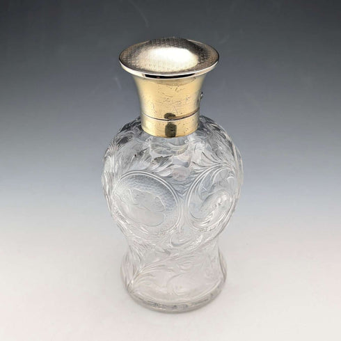 1923年英國古董純銀蓋香水瓶,玻璃香水瓶,金匠和銀匠