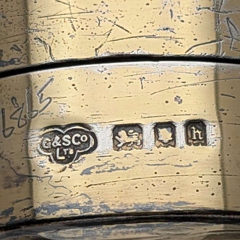 1923年英國古董純銀蓋香水瓶,玻璃香水瓶,金匠和銀匠