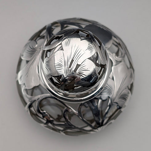 米国ヴィンテージ シルバーオーバーレイ パフュームボトル 香水瓶 アール・ヌーヴォー ALVIN