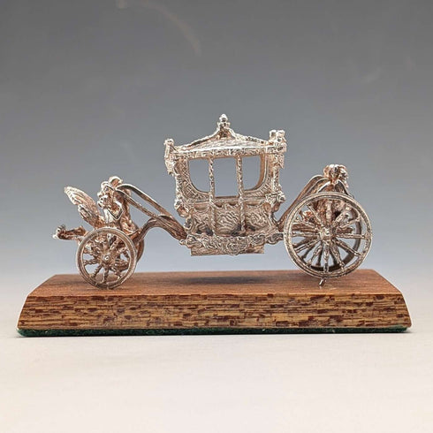 1977 British Sterling Silver Gold State Coach Miniature, 72g, Toye, Kenning & Spencer, with case