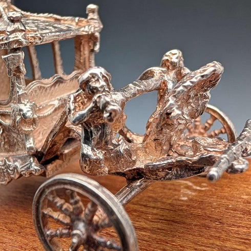 1977 British Sterling Silver Gold State Coach Miniature, 72g, Toye, Kenning & Spencer, with case
