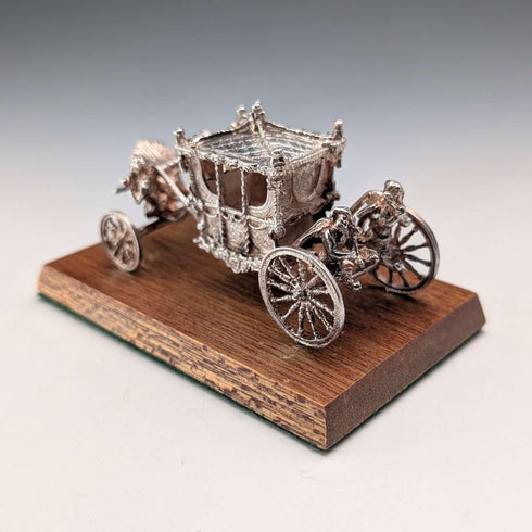 1977 British Sterling Silver Gold State Coach Miniature, 72g, Toye, Kenning & Spencer, with case