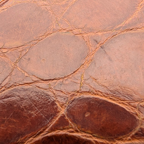 1908 British Antique Sterling Silver Brown Leather Bifold Wallet by Charles Penny Brown