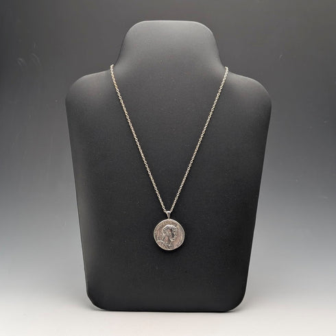 英國復古純銀古羅馬硬幣複製品吊墜,配純銀項鍊,總重28克