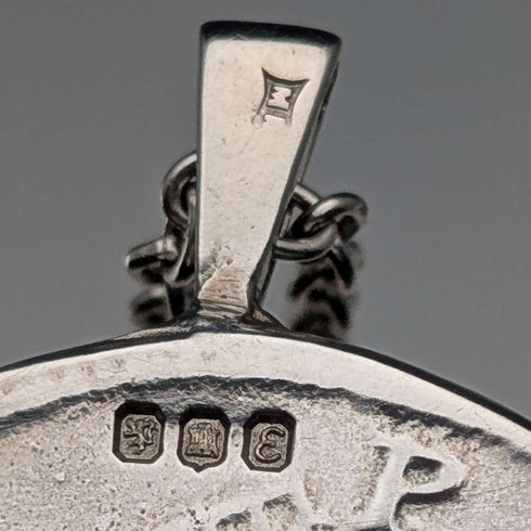 British Vintage Sterling Silver Ancient Roman Coin Replica Pendant with Sterling Silver Necklace, 28g Total