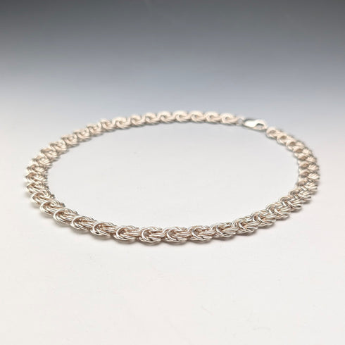 英國復古純銀拜占庭花卉鏈項鍊,42厘米,46克