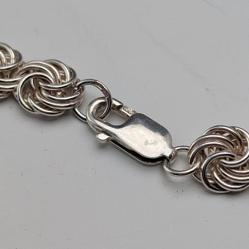 英國復古純銀拜占庭花卉鏈項鍊,42厘米,46克