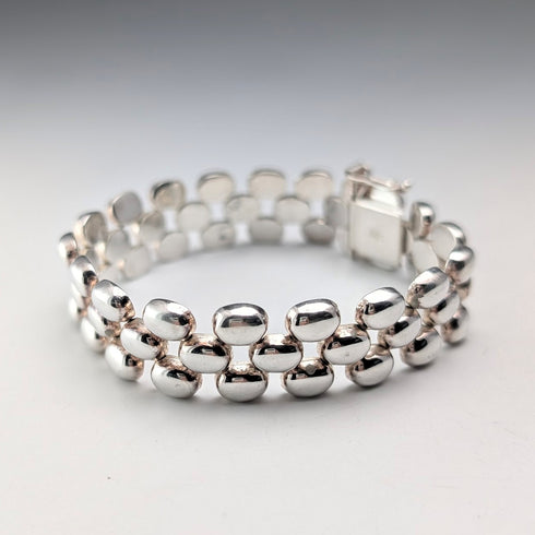 義大利復古純銀獵豹鍊式手鍊,26.4克,Milor