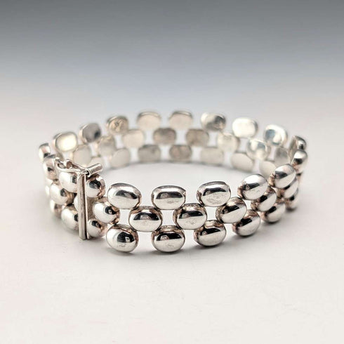 Italian Vintage Sterling Silver Panther Link Bracelet, 26.4g, Milor