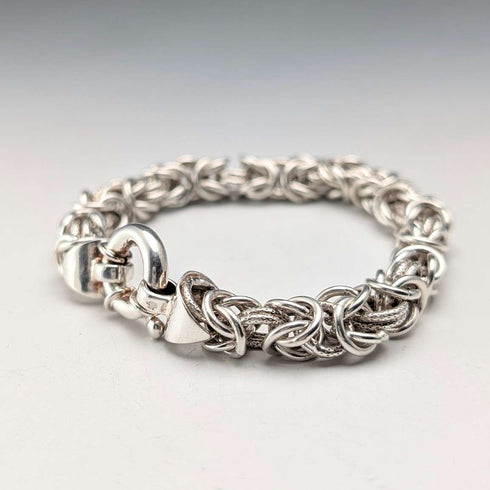 英国ヴィンテージ 純銀製 ビザンチンチェーン ブレスレット 29.5g