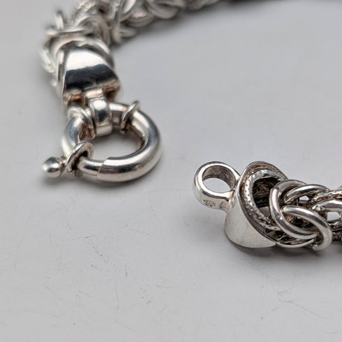 British Vintage Sterling Silver Byzantine Chain Bracelet, 29.5g