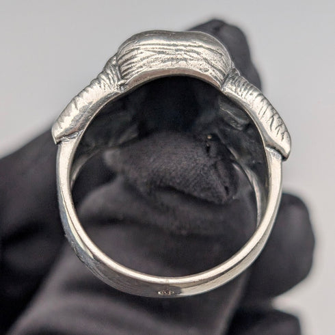 ヴィンテージ エレファントヘッドデザイン 純銀製リング (16.5号)指輪