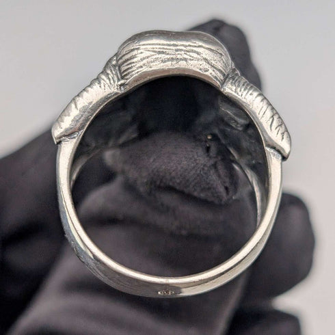 Vintage Elephant Head Design Sterling Silver Ring (Size 16.5)