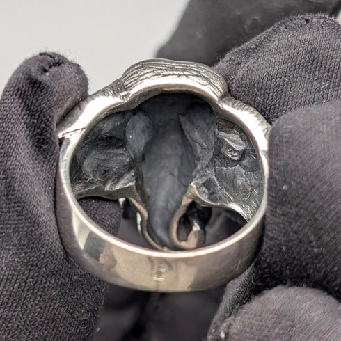 ヴィンテージ エレファントヘッドデザイン 純銀製リング (16.5号)指輪