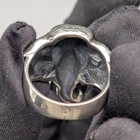 Vintage Elephant Head Design Sterling Silver Ring (Size 16.5)