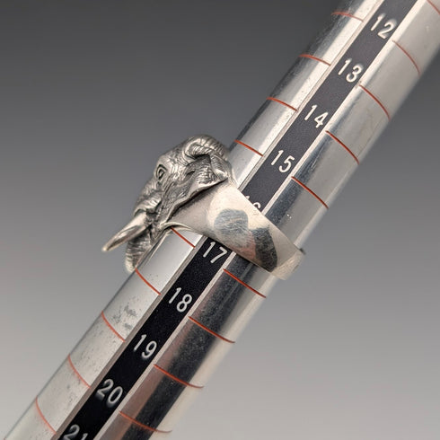 ヴィンテージ エレファントヘッドデザイン 純銀製リング (16.5号)指輪