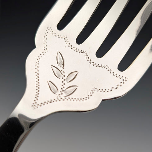 Antique British silver plate fish server set in case