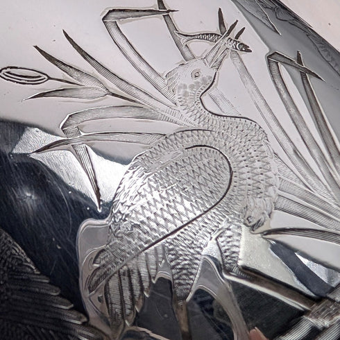 Circa 1903 British Antique Japonism Style Silver Plate Coffee Pot, Walker & Hall