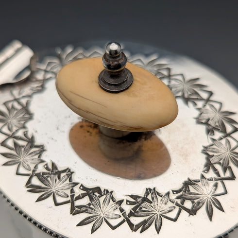 Circa 1903 British Antique Japonism Style Silver Plate Coffee Pot, Walker & Hall