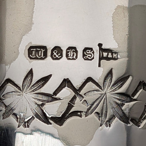 Circa 1903 British Antique Japonism Style Silver Plate Coffee Pot, Walker & Hall