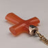 Antique orange amber cross pendant with necklace chain