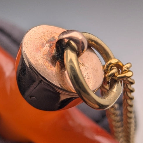 アンティーク オレンジアンバー製 クロス型ペンダント ネックレスチェーン付