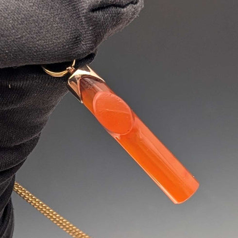 Antique orange amber cross pendant with necklace chain