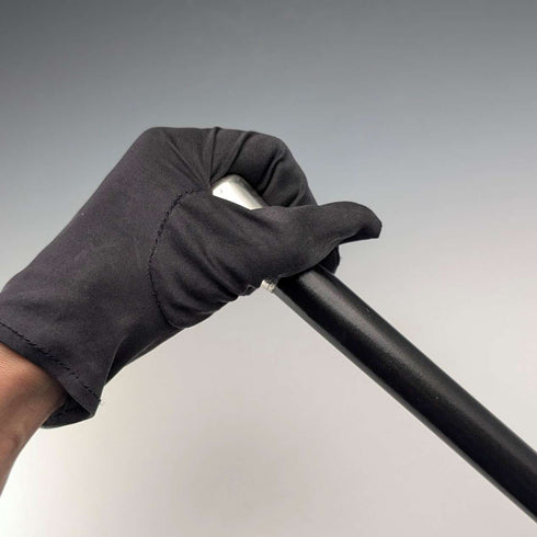 1953 British Vintage Black Shaft Sterling Silver Rondelle Handle Walking Stick, 81cm