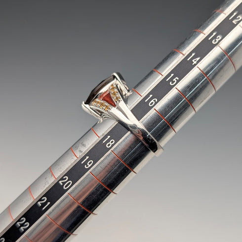 復古純銀煙晶和黃水晶琺瑯鑲嵌戒指(17號)