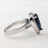 Vintage sterling silver drop-shaped blue cubic zirconia ring (size 12)