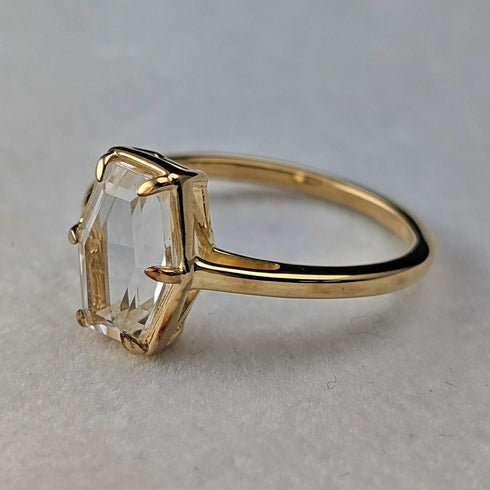 Vintage Gold-Plated Sterling Silver Quartz Ring (Sizes 16-17)