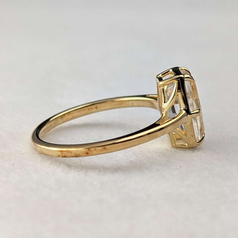 Vintage Gold-Plated Sterling Silver Quartz Ring (Sizes 16-17)