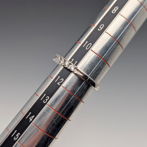 ヴィンテージ 純銀製 キュービックジルコニア ハーフエタニティーリング (11号)指輪