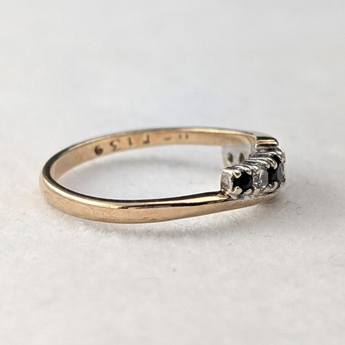 1984 British Vintage K9 Gold Sapphire & Zirconia Ring (Japanese size 12)