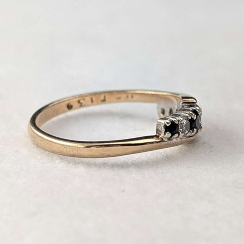 1984 British Vintage K9 Gold Sapphire & Zirconia Ring (Japanese size 12)