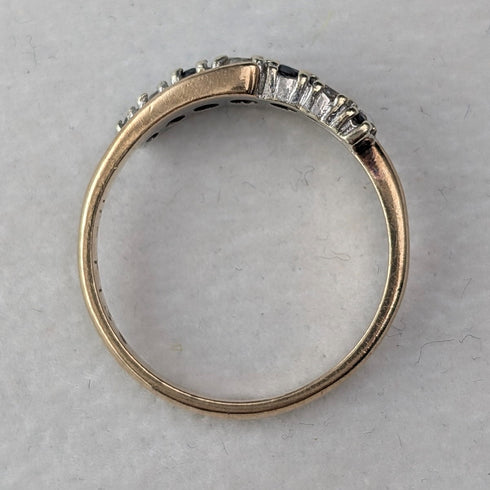 1984 British Vintage K9 Gold Sapphire & Zirconia Ring (Japanese size 12)