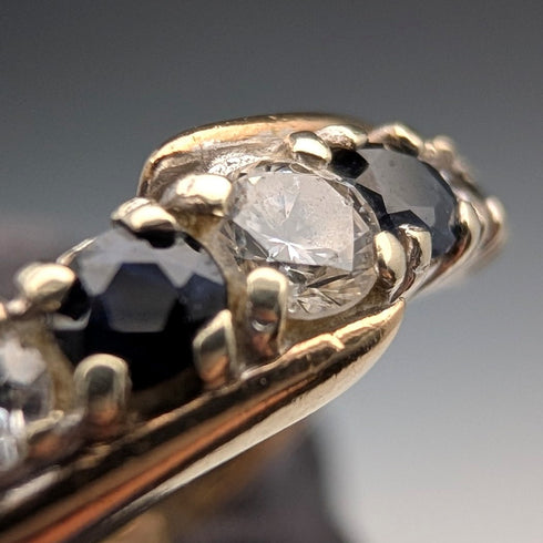 1984 British Vintage K9 Gold Sapphire & Zirconia Ring (Japanese size 12)