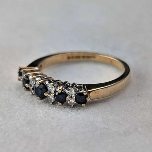 1991 British Vintage K9 Gold Sapphire & Zirconia Ring (Japanese size 12)