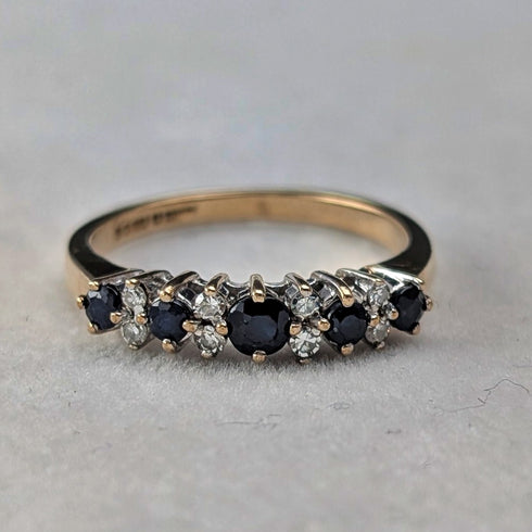 1991 British Vintage K9 Gold Sapphire & Zirconia Ring (Japanese size 12)