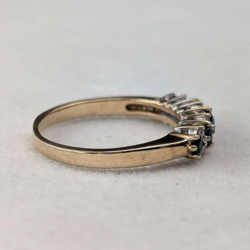 1991 British Vintage K9 Gold Sapphire & Zirconia Ring (Japanese size 12)